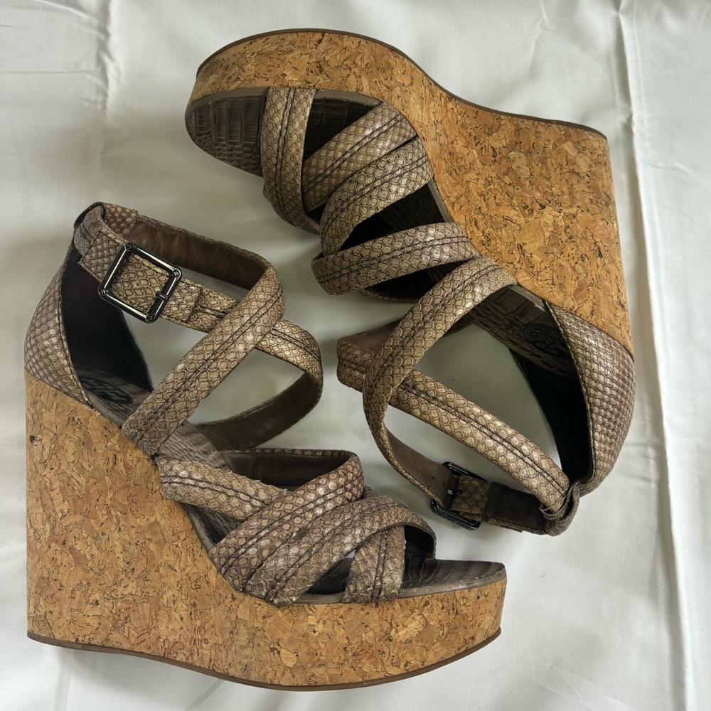 TORY BURCH SNAKESKIN WEDGES